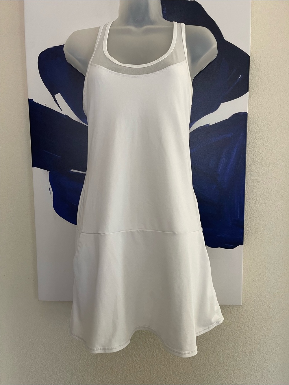 White Racerback Tank Tennis Dress With Side Pockets